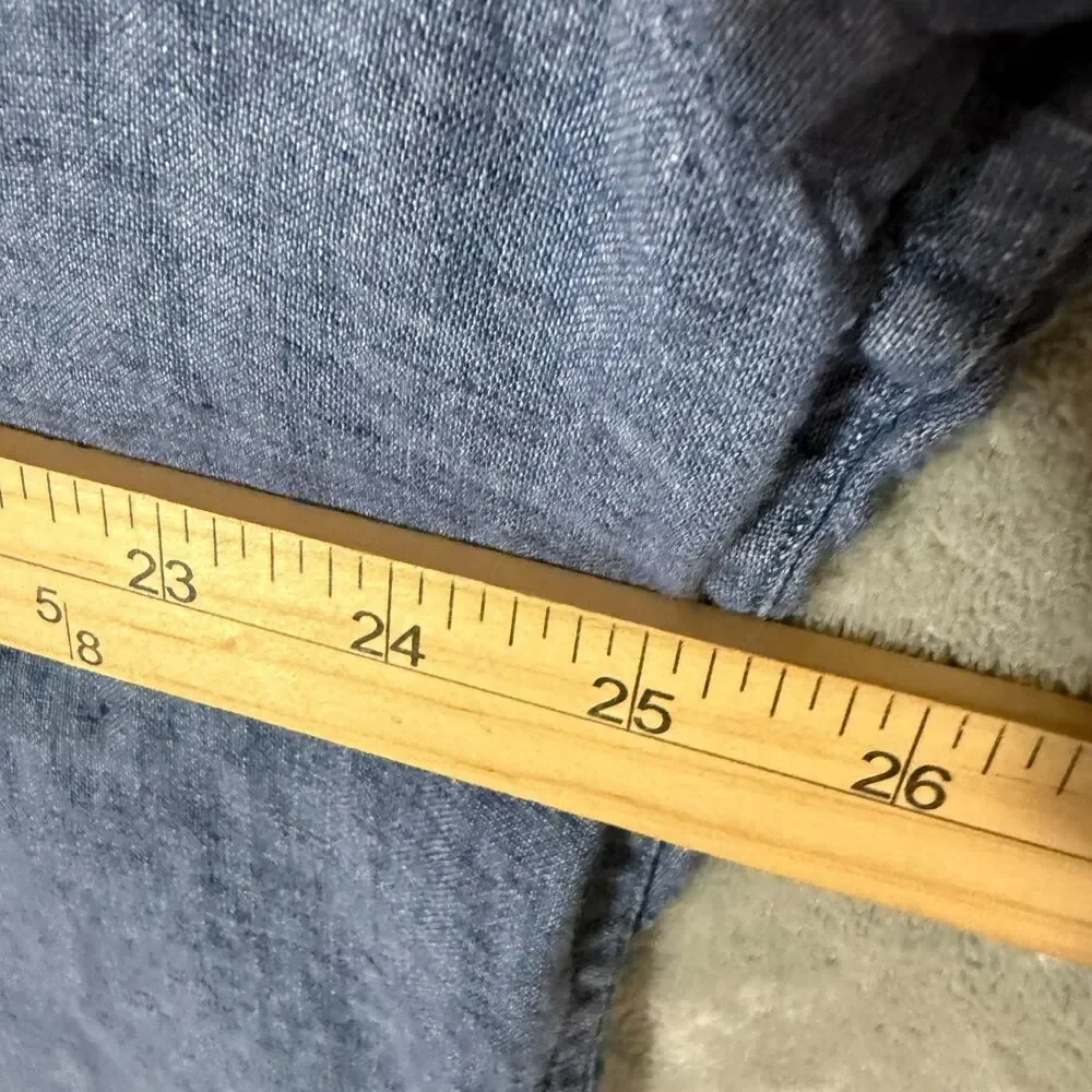 Banana Republic Shirt Mens XL Blue 100% Linen Camden Fit Long Sleeve Button